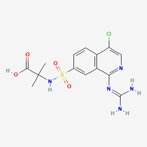 molecular formula C14H16ClN5O4S B1663087 2-[[4-氯-1-(二氨甲亚氨基)异喹啉-7-基]磺酰胺基]-2-甲基丙酸 CAS No. 256477-09-5