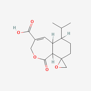 molecular formula C15H20O5 B1663096 1-氧代-6-丙-2-基螺[3,5a,6,7,8,9a-六氢-2-苯并氧杂戊二烯-9,2'-环氧乙烷]-4-羧酸 CAS No. 74310-84-2