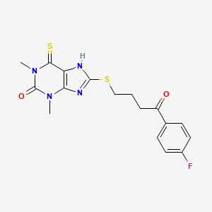 B1663109 Butyrophenone, p-fluoro-4-(1,2,3,6-tetrahydro-1,3-dimethyl-2-oxo-6-thionopurin-8-ylthio)- CAS No. 6505-98-2