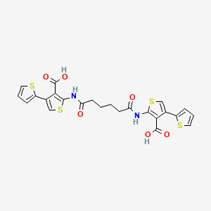 molecular formula C24H20N2O6S4 B1663112 2-[[6-[(3-羧基-4-噻吩-2-基噻吩-2-基)氨基]-6-氧代己酰]氨基]-4-噻吩-2-基噻吩-3-甲酸 CAS No. 342595-05-5