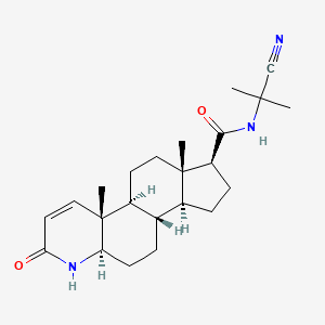 B1663196 (1S,3aS,3bS,5aR,9aR,9bS,11aS)-N-(2-cyanopropan-2-yl)-9a,11a-dimethyl-7-oxo-1,2,3,3a,3b,4,5,5a,6,9b,10,11-dodecahydroindeno[5,4-f]quinoline-1-carboxamide CAS No. 149281-19-6