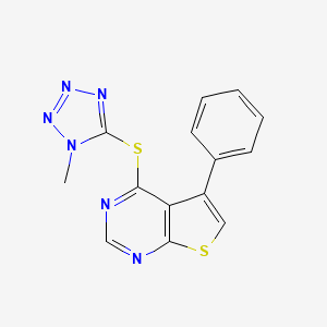 molecular formula C14H10N6S2 B1663220 4-[(1-甲基-5-四唑基)硫代]-5-苯基噻吩并[2,3-d]嘧啶 CAS No. 571149-48-9