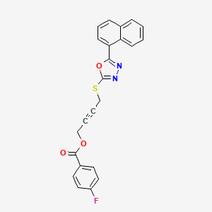 B1663232 4-[(5-Naphthalen-1-yl-1,3,4-oxadiazol-2-yl)sulfanyl]but-2-ynyl 4-fluorobenzoate CAS No. 844459-93-4