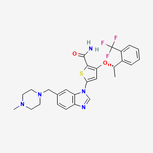 molecular formula C27H28F3N5O2S B1663271 5-[6-[(4-甲基哌嗪-1-基)甲基]苯并咪唑-1-基]-3-[(1S)-1-[2-(三氟甲基)苯基]乙氧基]噻吩-2-甲酰胺 CAS No. 929095-27-2
