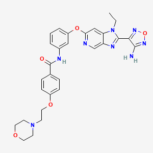 B1663334 N-(3-{[2-(4-amino-1,2,5-oxadiazol-3-yl)-1-ethyl-1H-imidazo[4,5-c]pyridin-6-yl]oxy}phenyl)-4-[2-(morpholin-4-yl)ethoxy]benzamide CAS No. 850664-21-0
