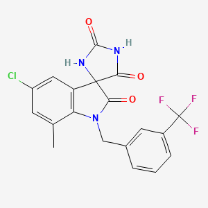 molecular formula C19H13ClF3N3O3 B1663378 5'-氯-7'-甲基-1'-[[3-(三氟甲基)苯基]甲基]螺[咪唑烷-5,3'-吲哚]-2,2',4-三酮 CAS No. 946080-23-5