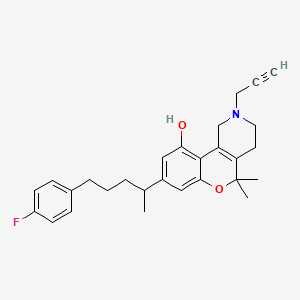 B1663398 8-[5-(4-fluorophenyl)pentan-2-yl]-5,5-dimethyl-2-prop-2-ynyl-3,4-dihydro-1H-chromeno[4,3-c]pyridin-10-ol CAS No. 52763-30-1