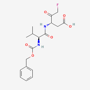 molecular formula C₁₈H₂₃FN₂O₆ B1663444 (3S)-5-fluoro-3-[[(2S)-3-methyl-2-(phenylmethoxycarbonylamino)butanoyl]amino]-4-oxopentanoic acid CAS No. 223568-55-6