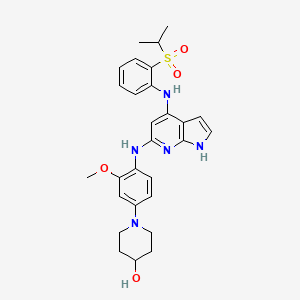 molecular formula C₂₈H₃₃N₅O₄S B1663578 1-(4-(4-(2-(异丙基磺酰基)苯基氨基)-1H-吡咯并[2,3-b]吡啶-6-氨基)-3-甲氧基苯基)哌啶-4-醇 CAS No. 1125593-20-5