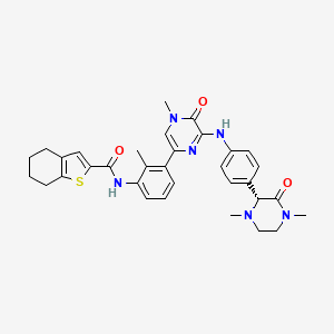 B1663580 N-[3-[6-[4-[(2R)-1,4-dimethyl-3-oxopiperazin-2-yl]anilino]-4-methyl-5-oxopyrazin-2-yl]-2-methylphenyl]-4,5,6,7-tetrahydro-1-benzothiophene-2-carboxamide CAS No. 1133432-49-1