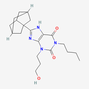 molecular formula C21H30N4O3 B1663691 1-Butyl-3-(3-hydroxypropyl)-8-(2,5-methanooctahydropentalene-3a-yl)-3,7-dihydro-1H-purine-2,6-dione CAS No. 524944-72-7