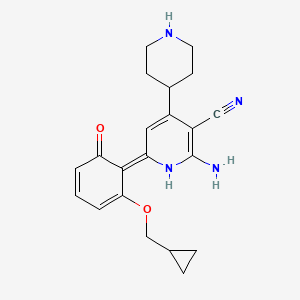 B1663735 2-amino-6-[2-(cyclopropylmethoxy)-6-oxo-1-cyclohexa-2,4-dienylidene]-4-(4-piperidinyl)-1H-pyridine-3-carbonitrile CAS No. 406208-42-2