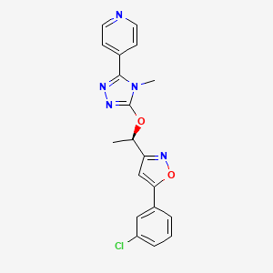 molecular formula C19H16ClN5O2 B1663744 吡啶，4-(5-((1R)-1-(5-(3-氯苯基)-3-异恶唑基)乙氧基)-4-甲基-4H-1,2,4-三唑-3-基)- CAS No. 934282-55-0