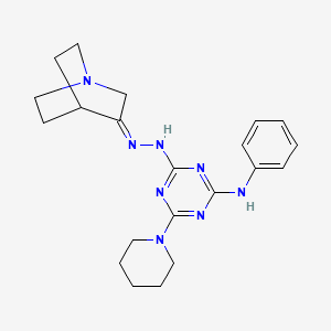 molecular formula C₂₁H₂₈N₈ B1663808 (Z)-N-苯基-4-(哌啶-1-基)-6-(2-(奎宁环-3-亚甲基)肼基)-1,3,5-三嗪-2-胺 CAS No. 455325-51-6