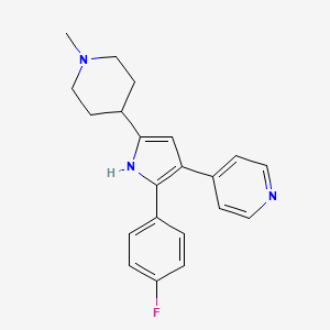 molecular formula C₂₁H₂₂FN₃ B1663845 吡啶，4-[2-(4-氟苯基)-5-(1-甲基-4-哌啶基)-1H-吡咯-3-基]- CAS No. 188343-77-3