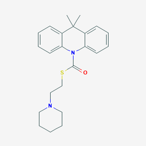 B1663897 10(9H)-Acridinecarbothioic acid, 9,9-dimethyl-, S-(2-(1-piperidinyl)ethyl) ester CAS No. 38025-48-8