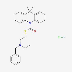 molecular formula C27H31ClN2OS B1663904 10(9H)-Acridinecarbothioic acid, 9,9-dimethyl-, S-(2-(ethyl(phenylmethyl)amino)ethyl) ester, monohydrochloride CAS No. 38044-62-1