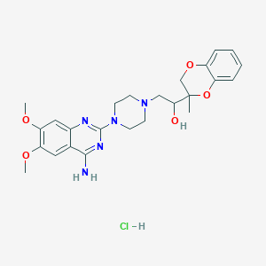 molecular formula C25H32ClN5O5 B166395 1-Piperazineethanol, 4-(4-amino-6,7-dimethoxy-2-quinazolinyl)-alpha-(2,3-dihydro-2-methyl-1,4-benzodioxin-2-yl)-, hydrochloride CAS No. 130045-74-8