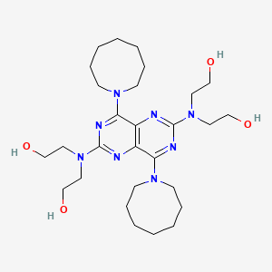 molecular formula C28H48N8O4 B1664215 2-{[4,8-Bis(azocan-1-yl)-6-[bis(2-hydroxyethyl)amino]pyrimido[5,4-d][1,3]diazin-2-yl](2-hydroxyethyl)amino}ethan-1-ol 