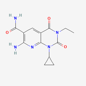 molecular formula C13H15N5O3 B1664232 7-Amino-1-cyclopropyl-3-ethyl-2,4-dioxo-1,2,3,4-tetrahydropyrido[2,3-d]pyrimidine-6-carboxamide CAS No. 142557-61-7