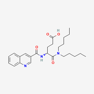 molecular formula C25H35N3O4 B1664236 戊酸，5-(二戊氨基)-5-氧代-4-((3-喹啉甲酰基)氨基)-，(R)- CAS No. 119295-94-2