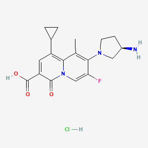 B1664310 8-[(3S)-3-aminopyrrolidin-1-yl]-1-cyclopropyl-7-fluoro-9-methyl-4-oxoquinolizine-3-carboxylic acid;hydrochloride CAS No. 162763-53-3