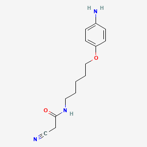 molecular formula C14H19N3O2 B1664325 乙酰胺，N-(5-(对氨基苯氧基)戊基)-2-氰基- CAS No. 101116-78-3