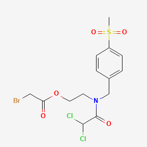 molecular formula C14H16BrCl2NO5S B1664330 乙酸，溴代，2-((二氯乙酰)((4-(甲磺酰基)苯基)甲基)氨基)乙酯 CAS No. 3785-28-2