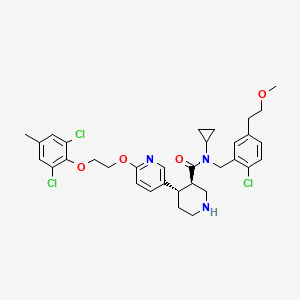molecular formula C33H38Cl3N3O4 B1664355 3-哌啶甲酰胺，N-((2-氯-5-(2-甲氧基乙基)苯基)甲基)-N-环丙基-4-(6-(2-(2,6-二氯-4-甲基苯氧基)乙氧基)-3-吡啶基)-，(3R,4S)- CAS No. 1007392-69-9