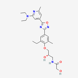 B1664356 (S)-N-(3-(4-(5-(2-(Diethylamino)-6-methylpyridin-4-yl)-1,2,4-oxadiazol-3-yl)-2-ethyl-6-methylphenoxy)-2-hydroxypropyl)-2-hydroxyacetamide CAS No. 1062670-13-6