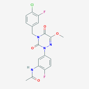 molecular formula C19H15ClF2N4O4 B1664386 n-(5-(4-(4-氯-3-氟苄基)-6-甲氧基-3,5-二氧代-4,5-二氢-1,2,4-三嗪-2(3h)-基)-2-氟苯基)乙酰胺 CAS No. 1207440-88-7