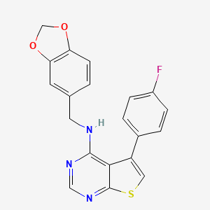 molecular formula C20H14FN3O2S B1664390 N-(苯并[d][1,3]二氧杂环-5-基甲基)-5-(4-氟苯基)噻吩并[2,3-d]嘧啶-4-胺 CAS No. 1030123-90-0