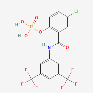 molecular formula C15H9ClF6NO5P B1664391 2-{[3,5-双(三氟甲基)苯基]氨基甲酰基}-4-氯苯基二氢磷酸 CAS No. 634913-39-6