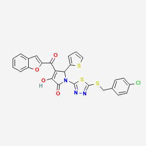 molecular formula C26H16ClN3O4S3 B1664398 3-(1-苯并呋喃-2-羰基)-1-[5-[(4-氯苯基)甲硫基]-1,3,4-噻二唑-2-基]-4-羟基-2-噻吩-2-基-2H-吡咯-5-酮 CAS No. 618865-88-6