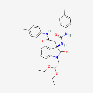 B1664416 2-[(3R)-1-(2,2-diethoxyethyl)-3-[(4-methylphenyl)carbamoylamino]-2-oxoindol-3-yl]-N-(4-methylphenyl)acetamide CAS No. 159883-95-1