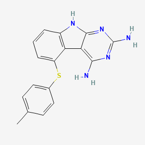 B1664425 5-(p-tolylthio)-9H-pyrimido[4,5-b]indole-2,4-diamine CAS No. 1126602-42-3