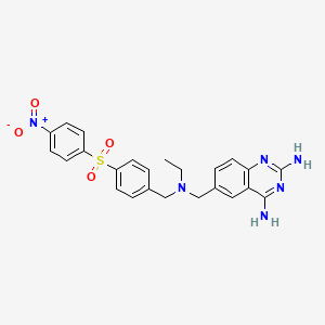molecular formula C24H24N6O4S B1664426 2,4-喹唑啉二胺，6-((乙基((4-((4-硝基苯基)磺酰)苯基)甲基)氨基)甲基)- CAS No. 158018-62-3