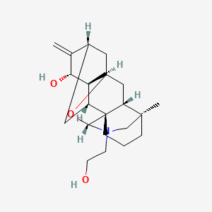 molecular formula C22H33NO3 B1664466 (1S,5R,8R,10R,11R,12R,14R,16R,17R)-7-(2-羟乙基)-5-甲基-13-亚甲基-9-氧杂-7-氮杂六环[8.6.2.211,14.01,8.05,17.011,16]二十烷-12-醇 CAS No. 545-61-9