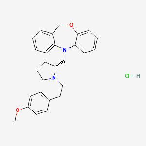 molecular formula C27H31ClN2O2 B1664469 11-(((2R)-1-(2-(4-甲氧基苯基)乙基)吡咯烷-2-基)甲基)-6H-苯并(C)(1,5)苯并恶杂环氧氮杂卓盐酸盐 CAS No. 195991-50-5