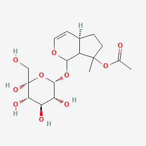 molecular formula C17H26O10 B1664474 [(4aR)-7-甲基-1-[(2S,3R,4R,5S,6R)-3,4,5,6-四羟基-6-(羟甲基)氧杂环-2-基]氧基-4a,5,6,7a-四氢-1H-环戊[c]吡喃-7-基]乙酸酯 CAS No. 52916-96-8