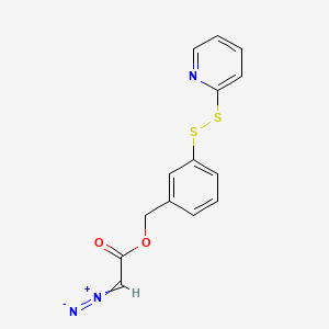 B1664583 m-(2'-Pyridyldithio)benzyldiazoacetate CAS No. 117141-31-8