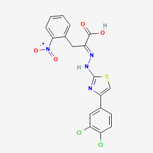 molecular formula C18H12Cl2N4O4S B1664612 (2E)-2-[[4-(3,4-二氯苯基)-1,3-噻唑-2-基]肼基]-3-(2-硝基苯基)丙酸 CAS No. 315706-13-9