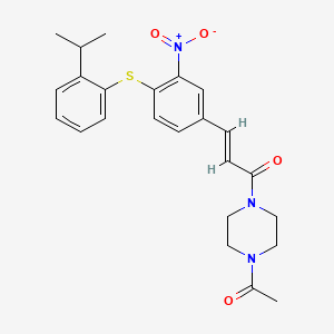B1664729 2-Propen-1-one, 1-(4-acetyl-1-piperazinyl)-3-(4-((2-(1-methylethyl)phenyl)thio)-3-nitrophenyl)- CAS No. 280749-17-9