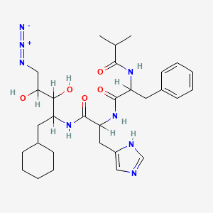 B1664740 N-[1-[[1-[(5-azido-1-cyclohexyl-3,4-dihydroxypentan-2-yl)amino]-3-(1H-imidazol-5-yl)-1-oxopropan-2-yl]amino]-1-oxo-3-phenylpropan-2-yl]-2-methylpropanamide CAS No. 117978-26-4