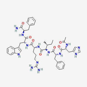 molecular formula C49H63N13O7 B1664770 D-苯丙氨酰胺，N-乙酰基-D-组氨酰-D-苯丙氨酰-D-异亮氨酰-D-精氨酰-D-色氨酰- CAS No. 212966-15-9