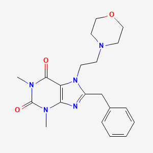 molecular formula C20H25N5O3 B1664772 3,7-二氢-1,3-二甲基-7-(2-(4-吗啉基)乙基)-8-(苯甲基)-1H-嘌呤-2,6-二酮 CAS No. 7558-14-7