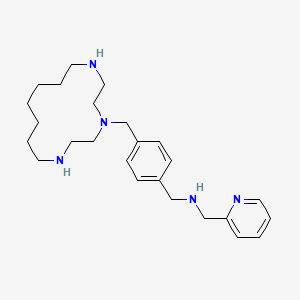 B1664845 2-Pyridinemethanamine, N-((4-(1,4,7-triazacyclotetradec-4-ylmethyl)phenyl)methyl)- CAS No. 255383-00-7
