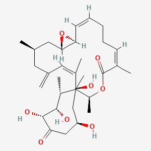 B1664937 (1S,2Z,6Z,10S,12R,13S,14R,17R,19S,20Z,24R,26S)-13,14,17,19-Tetrahydroxy-7,10,12,19,20,24-hexamethyl-22-methylidene-9,27-dioxabicyclo[24.1.0]heptacosa-2,6,20-triene-8,15-dione CAS No. 121350-99-0