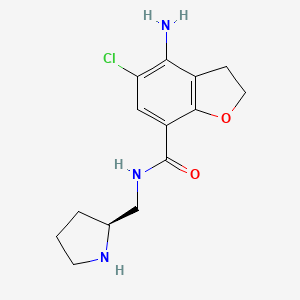 molecular formula C14H18ClN3O2 B1665029 7-苯并呋喃甲酰胺，4-氨基-5-氯-2,3-二氢-N-(2-吡咯烷基甲基)-，(S)- CAS No. 138559-56-5