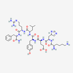 molecular formula C47H70N14O10 B1665035 (4S)-5-[[(2S)-1-[[(2S)-1-[[(2S)-1-[[(2S)-1-amino-1-oxo-3-phenylpropan-2-yl]amino]-5-(diaminomethylideneamino)-1-oxopentan-2-yl]amino]-4-methyl-1-oxopentan-2-yl]amino]-3-(4-hydroxyphenyl)-1-oxopropan-2-yl]amino]-4-[[(2S)-2-[[(2S)-2,6-diaminohexanoyl]amino]-3-(4H-imidazol-4-yl)propanoyl]amino]-5-oxopentanoic acid CAS No. 146269-94-5